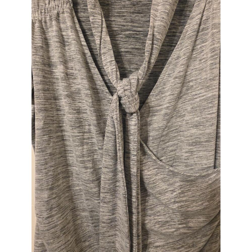 Candie’s Y2K Gray Tie Neck Ruched Top Women’s L Short Sleeve - Picture 4 of 6